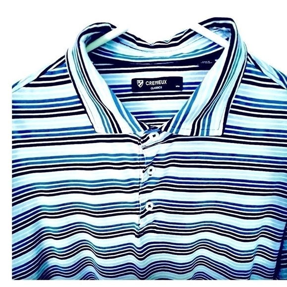 Men’s Daniel Cremieux Classics Short Sleeve Blue Striped Polo Shirt Size XL - Picture 1 of 7